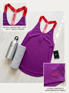 NWT Nike Purple & Red Just Do It Elastika Tank M
